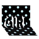 Polka Dots - Light Blue on Black GIRL 3D Greeting Card (7x5)