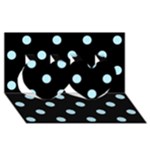 Polka Dots - Light Blue on Black Twin Hearts 3D Greeting Card (8x4)