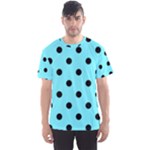 Polka Dots - Black on Electric Blue Men s Sport Mesh Tee