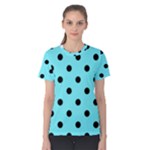 Polka Dots - Black on Electric Blue Women s Cotton Tee