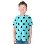 Polka Dots - Black on Electric Blue Kid s Cotton Tee