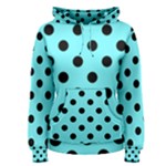 Polka Dots - Black on Electric Blue Women s Pullover Hoodie