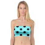Polka Dots - Black on Electric Blue Bandeau Top