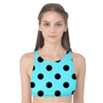 Polka Dots - Black on Electric Blue Tank Bikini Top