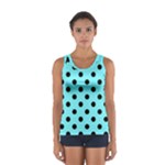 Polka Dots - Black on Electric Blue Women s Sport Tank Top