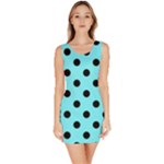 Polka Dots - Black on Electric Blue Bodycon Dress