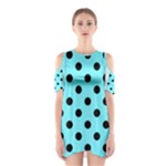 Polka Dots - Black on Electric Blue Women s Cutout Shoulder Dress