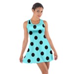 Polka Dots - Black on Electric Blue Cotton Racerback Dress
