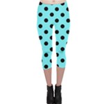 Polka Dots - Black on Electric Blue Capri Leggings