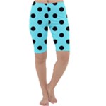 Polka Dots - Black on Electric Blue Cropped Leggings