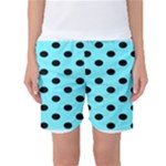 Polka Dots - Black on Electric Blue Women s Basketball Shorts