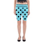 Polka Dots - Black on Electric Blue Yoga Cropped Leggings