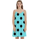 Polka Dots - Black on Electric Blue Women s Reversible Sports Bra with Border