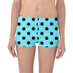 Polka Dots - Black on Electric Blue Reversible Boyleg Bikini Bottoms