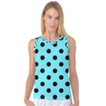 Polka Dots - Black on Electric Blue Women s Basketball Tank Top