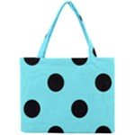 Polka Dots - Black on Electric Blue Mini Tote Bag