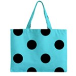 Polka Dots - Black on Electric Blue Zipper Mini Tote Bag