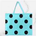 Polka Dots - Black on Electric Blue Zipper Large Tote Bag