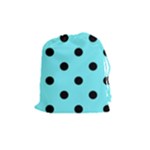 Polka Dots - Black on Electric Blue Drawstring Pouch (M)