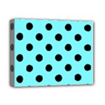 Polka Dots - Black on Electric Blue Deluxe Canvas 14  x 11  (Stretched)
