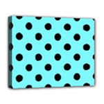Polka Dots - Black on Electric Blue Deluxe Canvas 20  x 16  (Stretched)