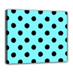 Polka Dots - Black on Electric Blue Deluxe Canvas 24  x 20  (Stretched)