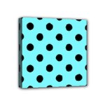 Polka Dots - Black on Electric Blue Mini Canvas 4  x 4  (Stretched)