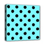 Polka Dots - Black on Electric Blue Mini Canvas 8  x 8  (Stretched)