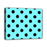 Polka Dots - Black on Electric Blue Canvas 10  x 8  (Stretched)