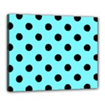 Polka Dots - Black on Electric Blue Canvas 20  x 16  (Stretched)