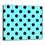 Polka Dots - Black on Electric Blue Canvas 24  x 20  (Stretched)