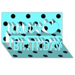 Polka Dots - Black on Electric Blue Happy Birthday 3D Greeting Card (8x4)