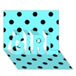 Polka Dots - Black on Electric Blue GIRL 3D Greeting Card (7x5)
