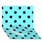 Polka Dots - Black on Electric Blue Circle Bottom 3D Greeting Card (7x5)
