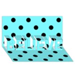 Polka Dots - Black on Electric Blue BELIEVE 3D Greeting Card (8x4)
