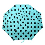 Polka Dots - Black on Electric Blue Folding Umbrella