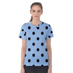 Polka Dots - Black on Baby Blue Women s Cotton Tee