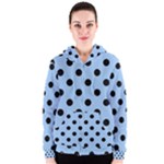 Polka Dots - Black on Baby Blue Women s Zipper Hoodie