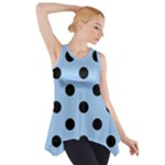 Polka Dots - Black on Baby Blue Side Drop Tank Tunic