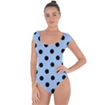 Polka Dots - Black on Baby Blue Short Sleeve Leotard (Ladies)