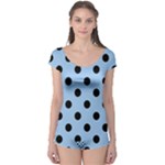 Polka Dots - Black on Baby Blue Boyleg Leotard (Ladies)