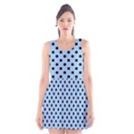 Polka Dots - Black on Baby Blue Scoop Neck Skater Dress