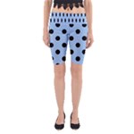 Polka Dots - Black on Baby Blue Yoga Cropped Leggings