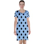 Polka Dots - Black on Baby Blue Short Sleeve Nightdress