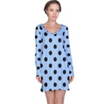 Polka Dots - Black on Baby Blue Long Sleeve Nightdress
