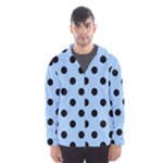 Polka Dots - Black on Baby Blue Hooded Wind Breaker (Men)