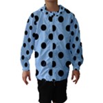 Polka Dots - Black on Baby Blue Hooded Wind Breaker (Kids)