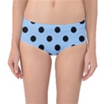 Polka Dots - Black on Baby Blue Mid-Waist Bikini Bottoms
