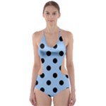 Polka Dots - Black on Baby Blue Cut-Out One Piece Swimsuit