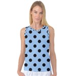 Polka Dots - Black on Baby Blue Women s Basketball Tank Top